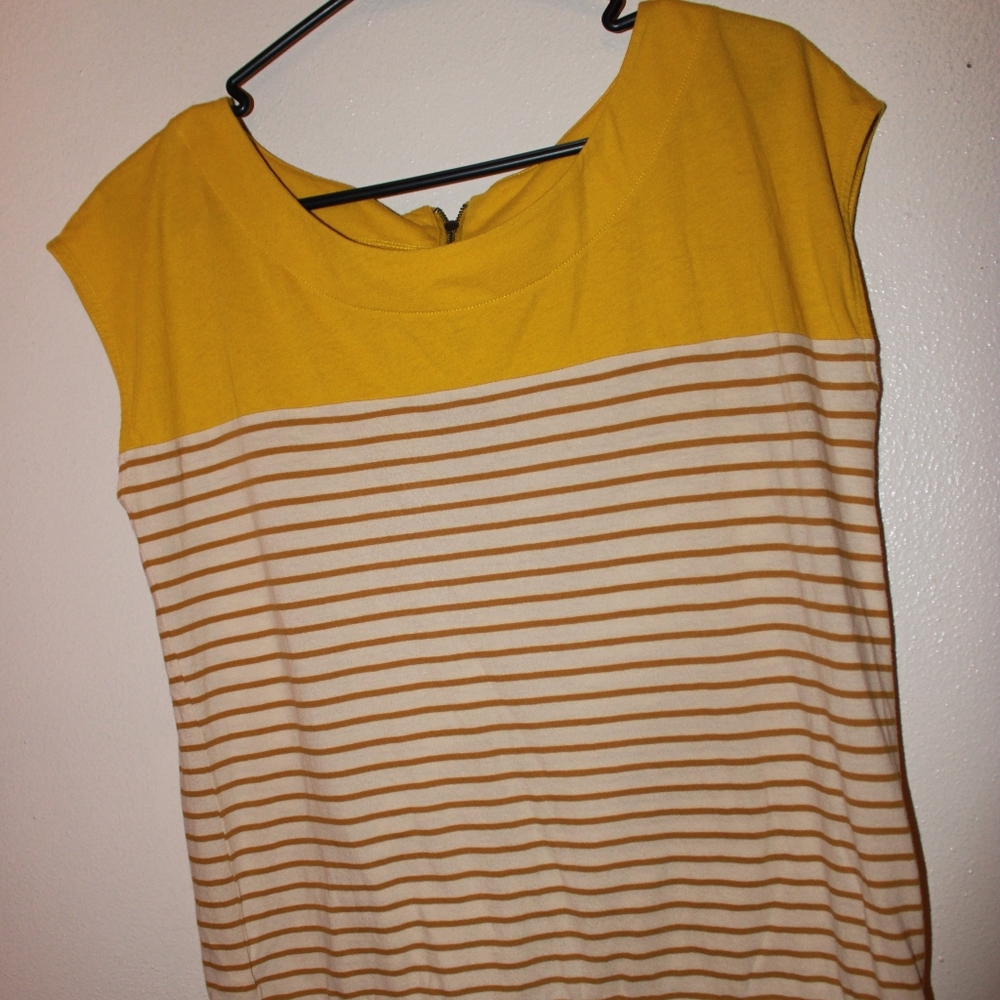 LOFT yellow and white striped shirt